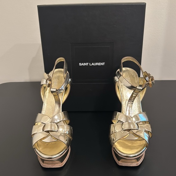 Saint Laurent Tribute T-Strap Platform Sandals - Picture 1 of 11
